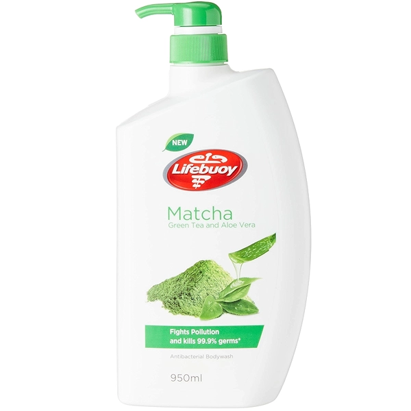 شامپو بدن لایف بوی سبز 950 میل ماچا و چای سبز و آلوورا مدل Fights Pollution | Lifebuoy MaTcha Green Tea and Aloe Vera Fights Pollution 950ml